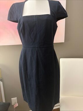 Banana Republic Midnight Navy Square-Neck Midi Dress
